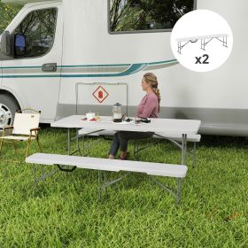 2 Pack 6 ft Portable Foldable Bench Seats, Plastic Folding Benches with Carrying Handle for Camping, White