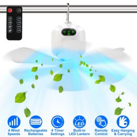 2 In 1 Portable Camping Fan with LED Lantern 8000mAh Battery Powered Tent Fan with Carabiner Digital Display 4 Speeds 4 Timer Settings for Campin