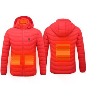 New Heated Jacket Coat USB Electric Jacket Cotton Coat Heater Thermal Clothing Heating Vest Men's Clothes Winter (Option: Red Zone4-2XL)