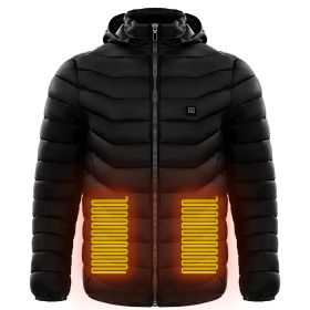 Men Heated Puffer Jacket Electric Heating Coat Insulated Hood Windbreaker 9Heat Zones (Option: Black-4xl)